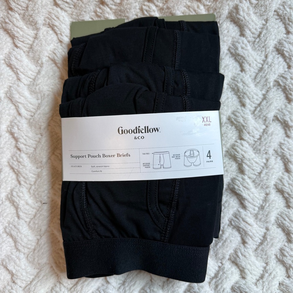 Goodfellow & Co Mens Support Pouch Boxer Briefs 4 Pack Black XXL 46-48